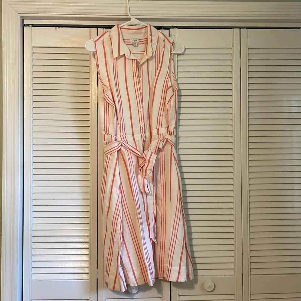 J. Crew Linen/Cotton Sleeveless Striped Dress